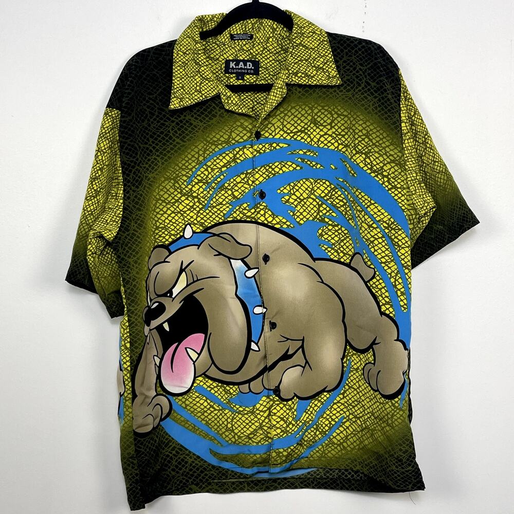 Vintage 90's K.A.D Clothing Bulldog Button Up Short Sleeve Shirt - Picture 3 of 5